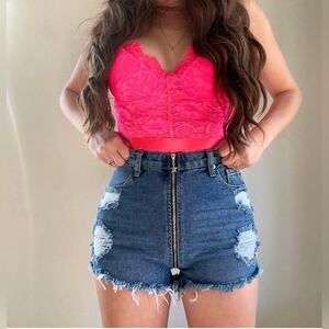 Denim Distressed Jean Shorts